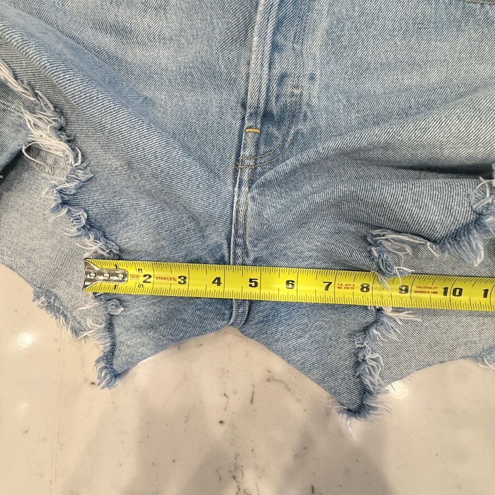 Agolde Light Wash Distressed Cutoff Denim Shorts - Picture 7 of 8